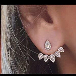 New Crystal Front Back Double Sided Stud Earrings